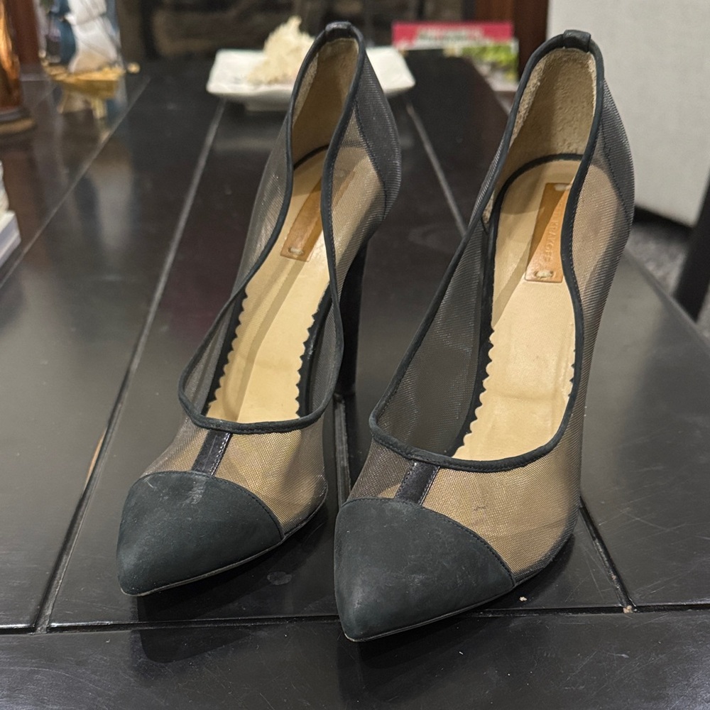 Reed Krakoff Black and Tan Mesh Heels